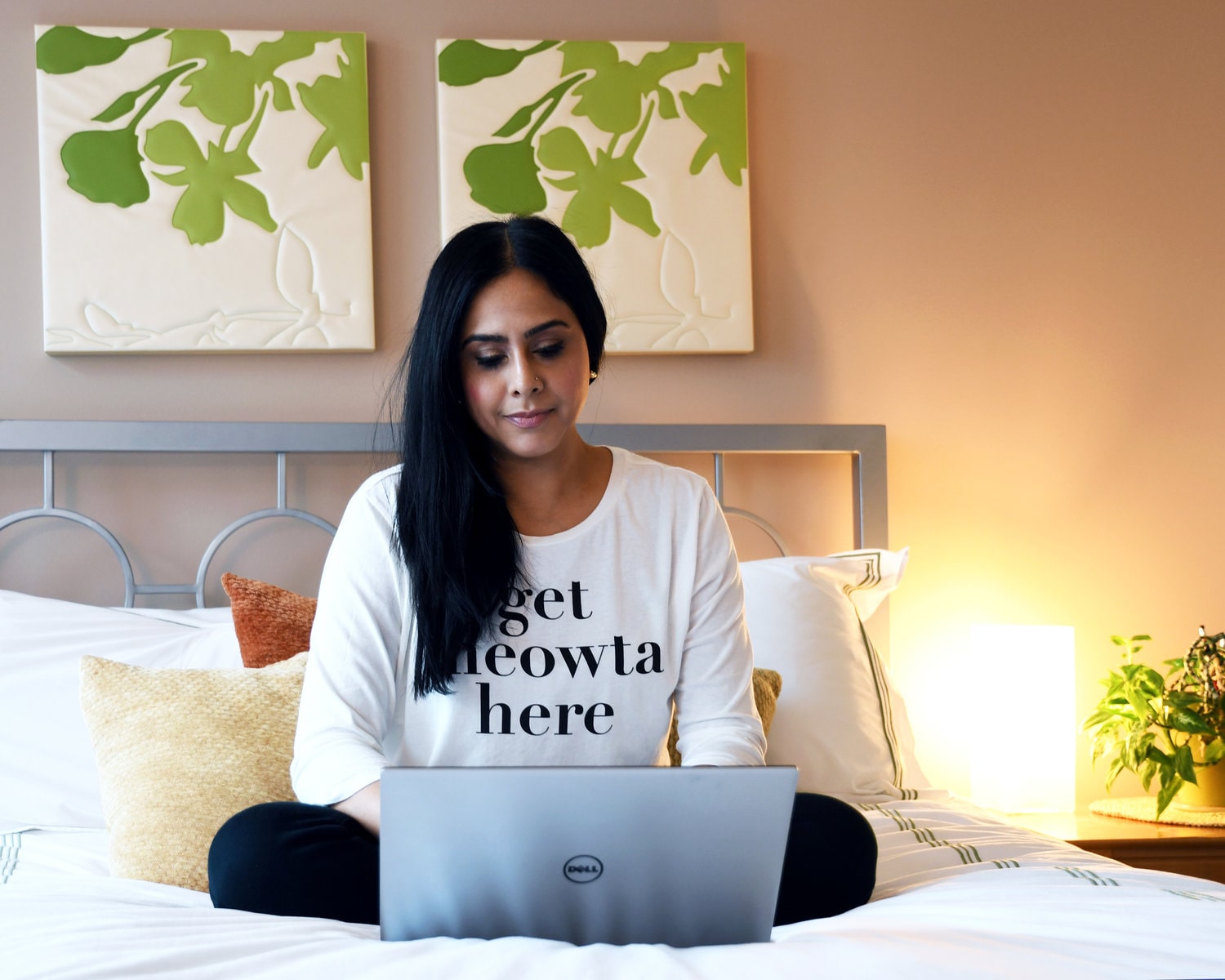 Puja Rios with laptop